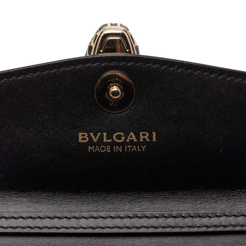 Bvlgari Mini Calfskin Geometric and Stars Patch Serpenti Forever Clutch with Chain Black Leather Very good condition - Model View