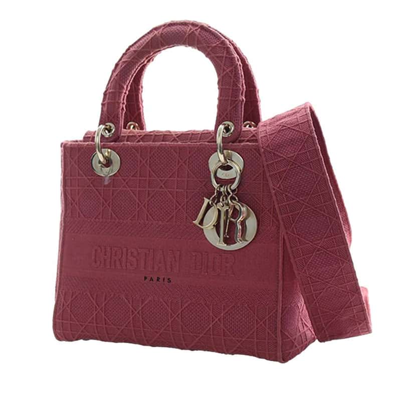 Dior Medium Canvas Cannage Lady D Lite Red Canvas Good condition - Back View