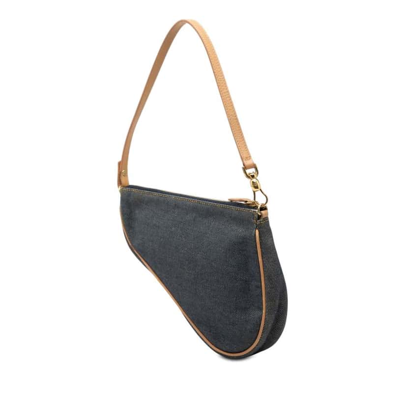 Dior Mini Denim Saddle Pochette Blue Denim Very good condition - Back View