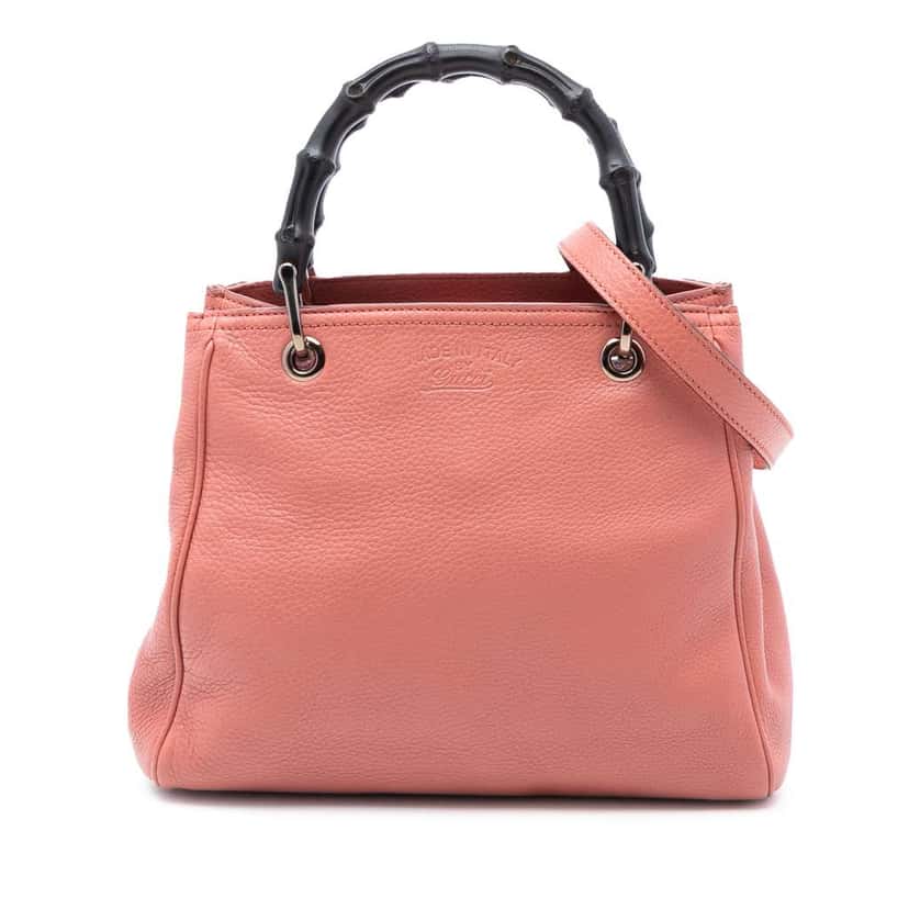 Gucci Small Calfskin Bamboo Shopper Satchel Pink Leather Very good condition - Front View