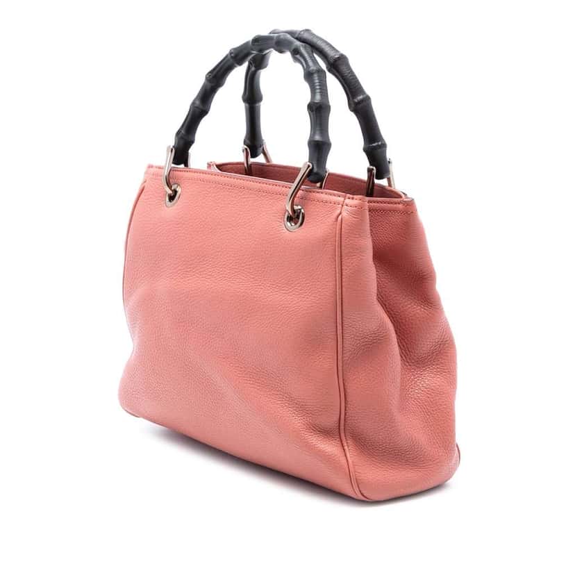 Gucci Small Calfskin Bamboo Shopper Satchel Pink Leather Very good condition - Back View