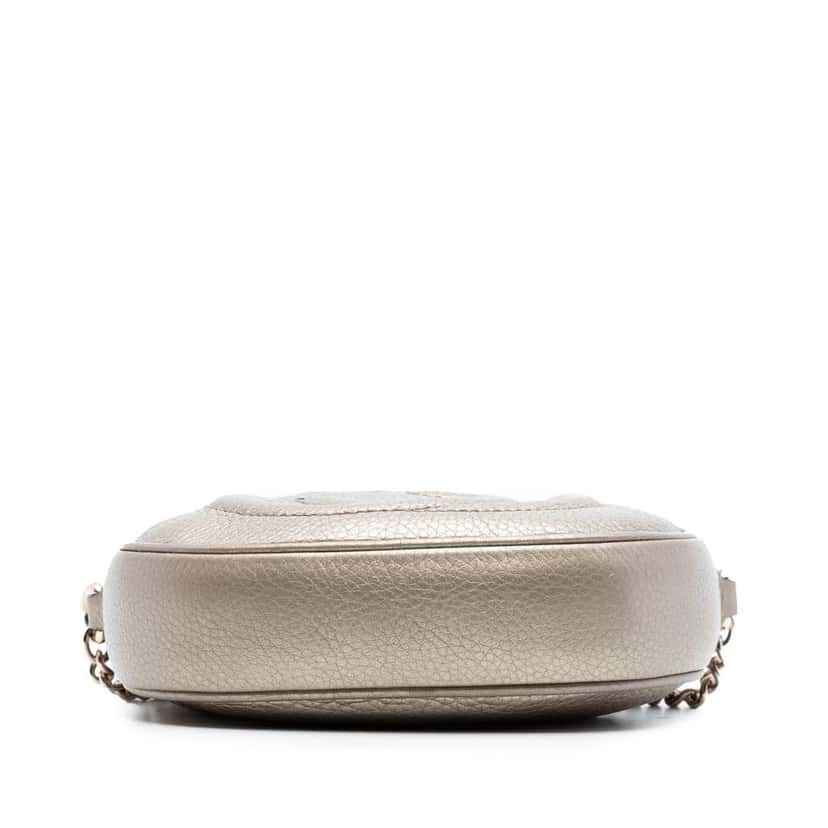 Gucci Mini Metallic Pebbled Calfskin Soho Chain Crossbody Gold Leather Very good condition - Inside View