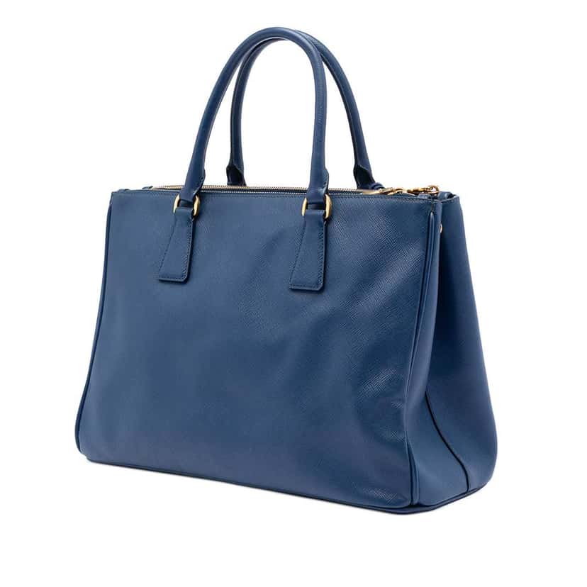 Prada Medium Saffiano Lux Galleria Double Zip Satchel Blue Leather Very good condition - Back View