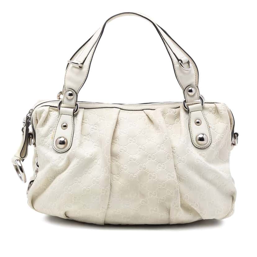 Gucci Guccissima Icon Bit Satchel White Leather Very good condition - Front View
