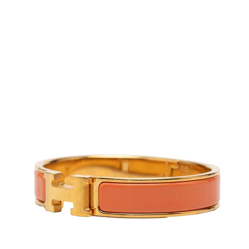 Hermès Narrow Enamel Clic H Bracelet PM Orange Very good condition - Back View