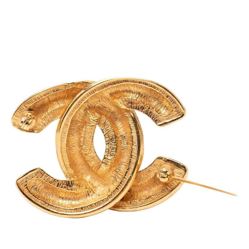 Chanel Gold Plated CC Quilted Brooch Gold Metal Very good condition - Inside View