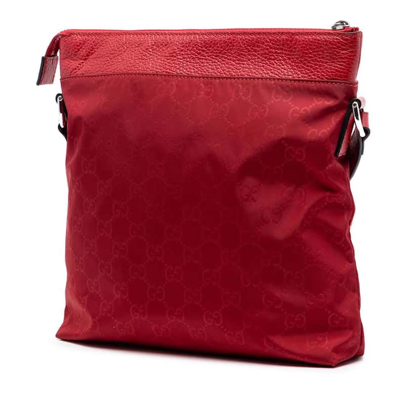 Gucci GG Nylon Flat Messenger Bag Red Very good condition - Back View