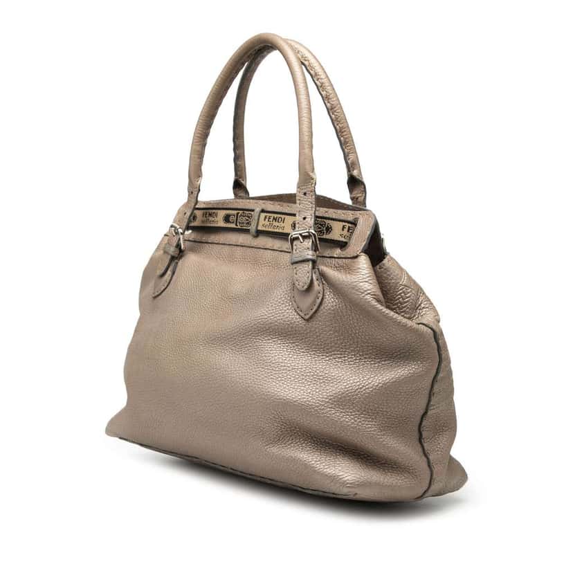Fendi Large Leather Selleria Villa Borghese Tote Gold Leather Good condition - Back View
