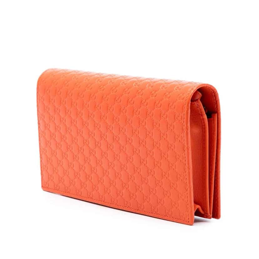 Gucci Microguccissima Wallet on Strap Orange Leather Very good condition - Back View