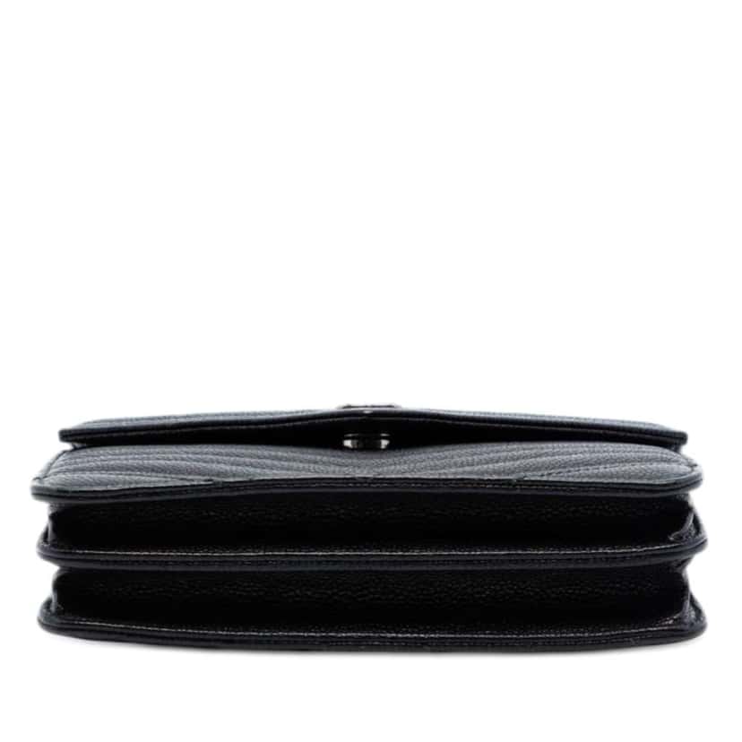 Chanel CC Chevron Caviar Square Wallet On Chain Black Leather Very good condition - Inside View