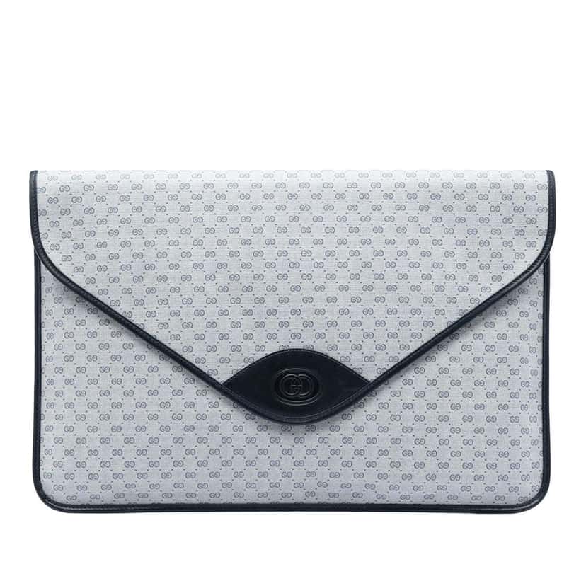 Gucci Micro GG Supreme Clutch Grey Canvas Very good condition - Front View