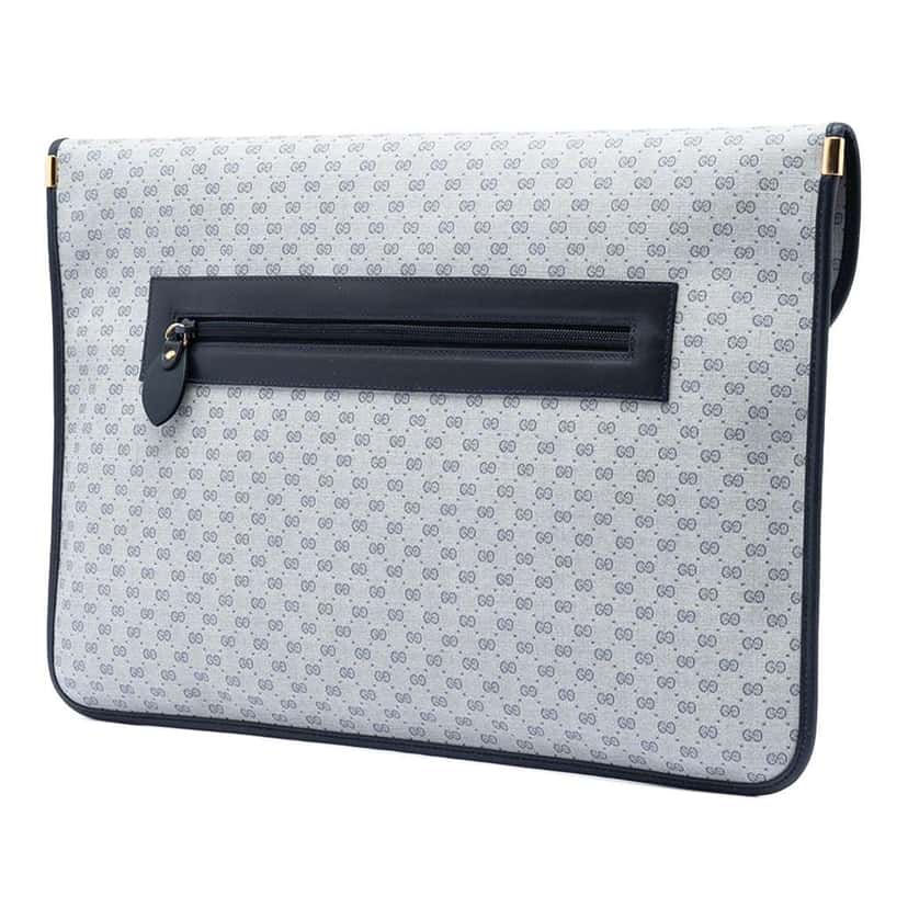 Gucci Micro GG Supreme Clutch Grey Canvas Very good condition - Back View
