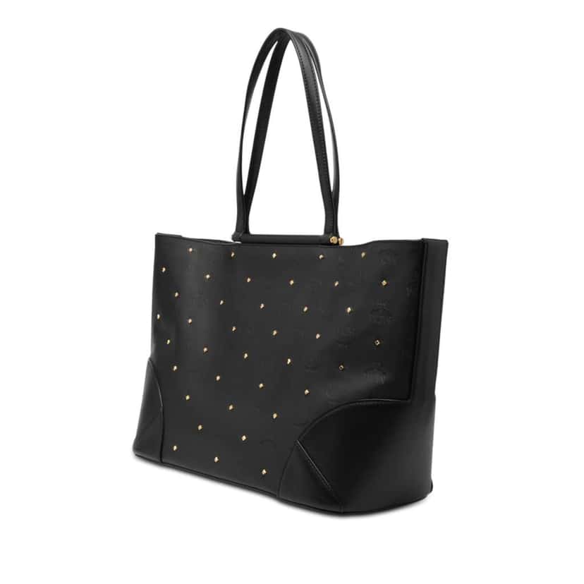 MCM Visetos Nylon Claudia Studded Tote Black Very good condition - Back View