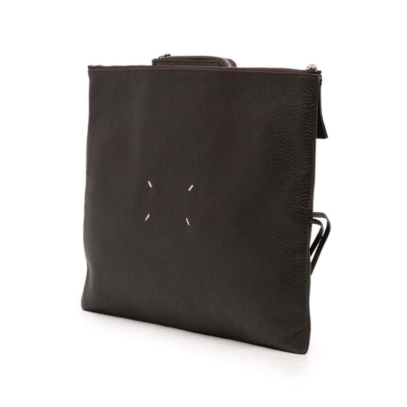 Maison Margiela Leather Clutch Grey Leather Very good condition - Back View
