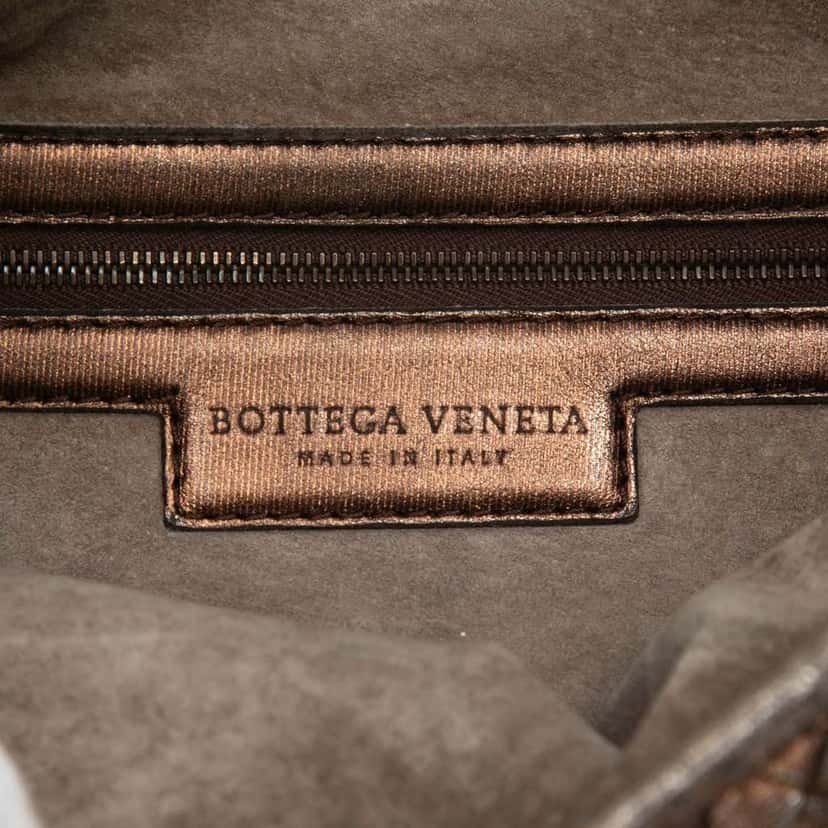 Bottega Veneta Small Metallic Nappa Intrecciato Veneta Hobo Brown Leather Very good condition - Box View