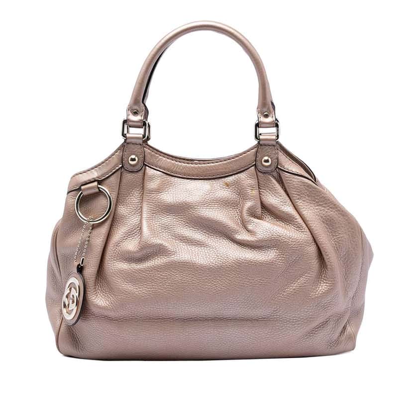 Gucci Medium Metallic Calfskin Sukey Tote Pink Leather Very good condition - Front View