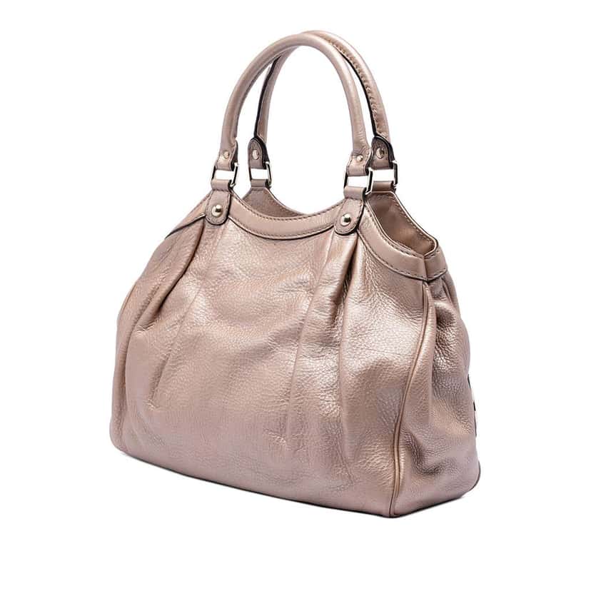 Gucci Medium Metallic Calfskin Sukey Tote Pink Leather Very good condition - Back View