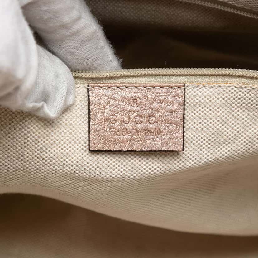 Gucci Medium Metallic Calfskin Sukey Tote Pink Leather Very good condition - Box View