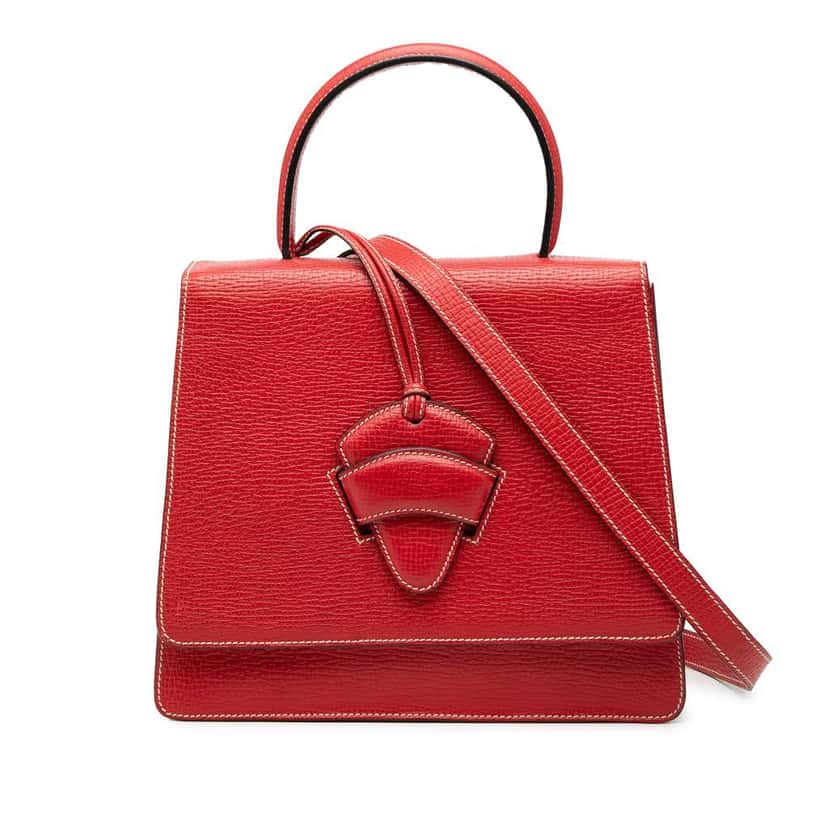 Loewe Textured Leather Barcelona Top Handle Bag Red Leather Very good condition - Front View