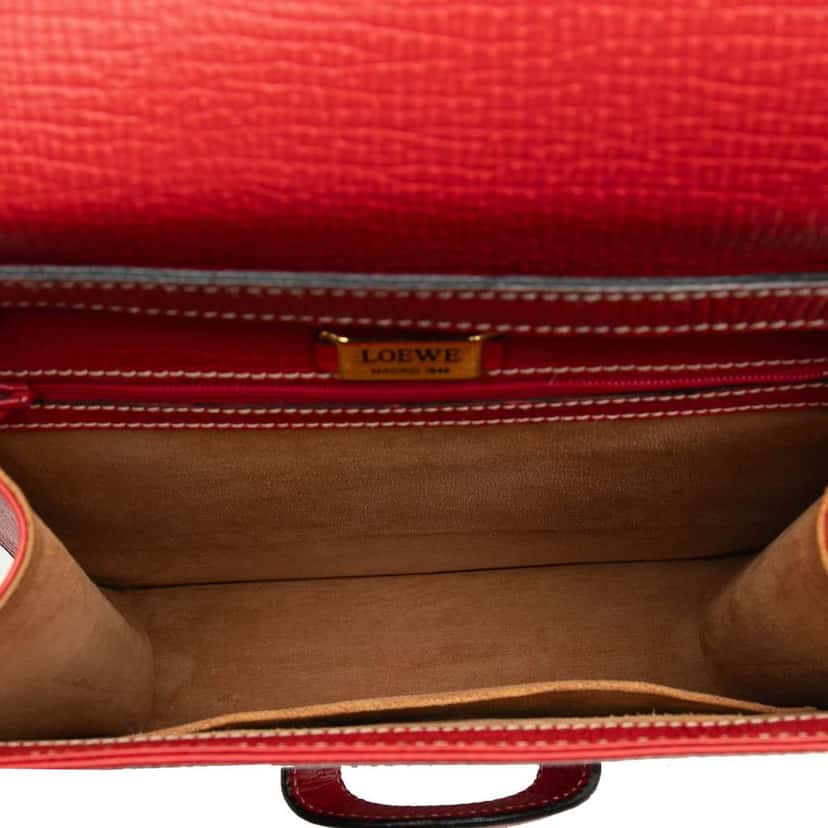 Loewe Textured Leather Barcelona Top Handle Bag Red Leather Very good condition - Model View