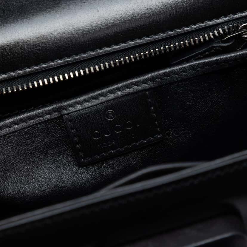 Gucci Small Calfskin 1947 Bamboo Top Handle Bag Black Leather Very good condition - Box View