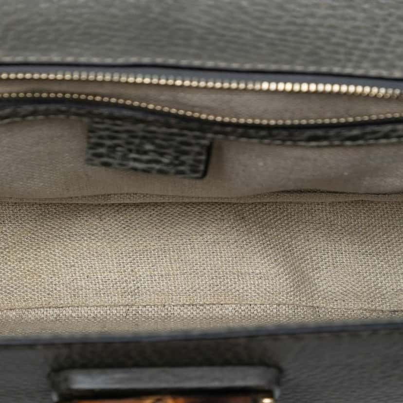 Gucci Medium Calfskin New Bamboo Top Handle Bag Grey Leather Very good condition - Model View