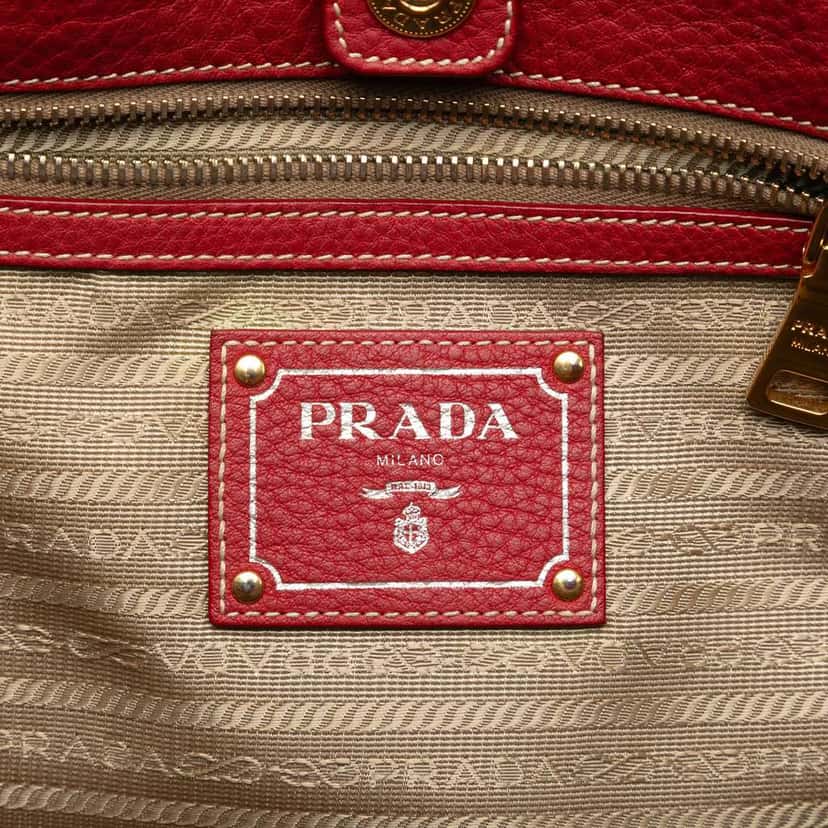 Prada VItello Daino Double Pocket Tote Red Leather Very good condition - Box View