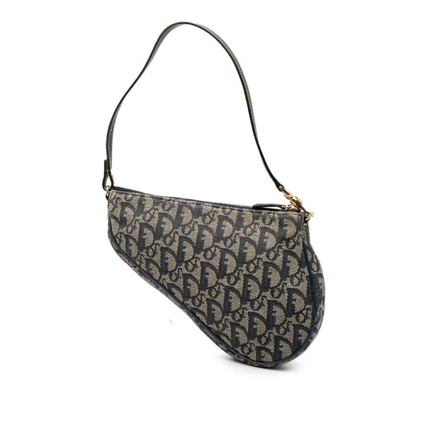 Dior Mini Diorissimo Canvas Saddle Pochette Blue Canvas Very good condition - Back View