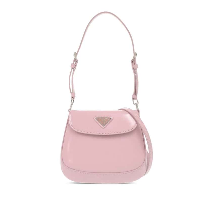 Prada Mini Brushed Leather Cleo Bag Pink Leather Never worn - Front View
