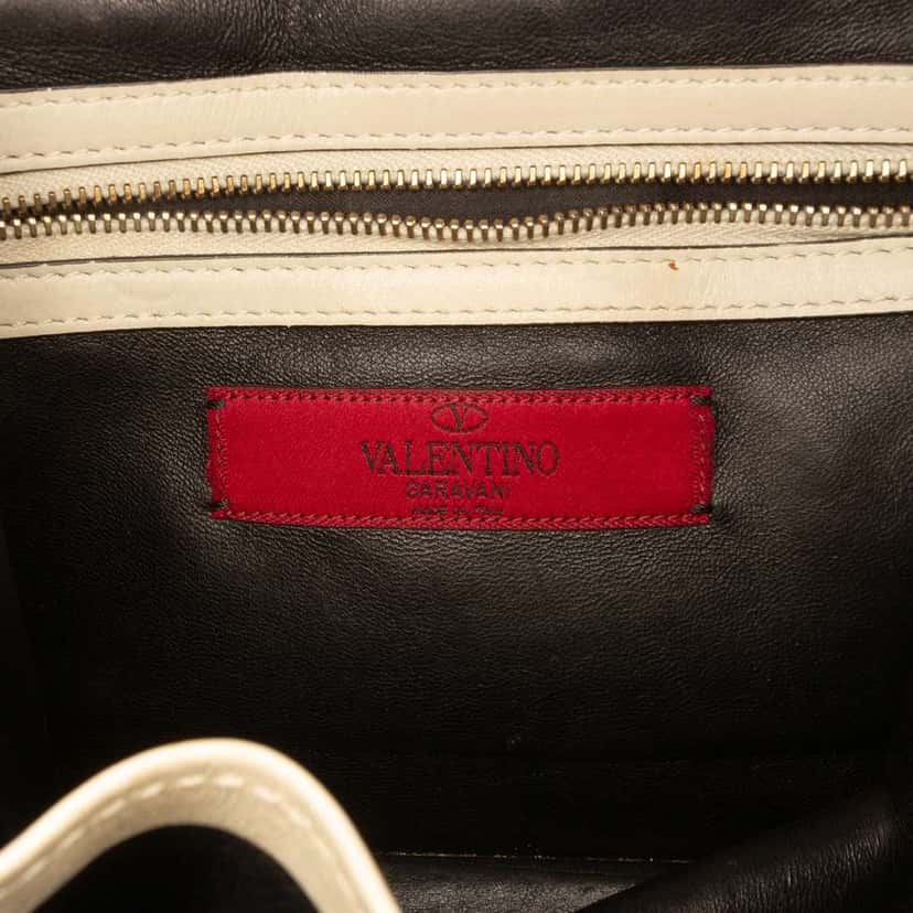 Valentino Small Tricolor Calfskin Rockstud Glam Lock Crossbody White Leather Very good condition - Box View