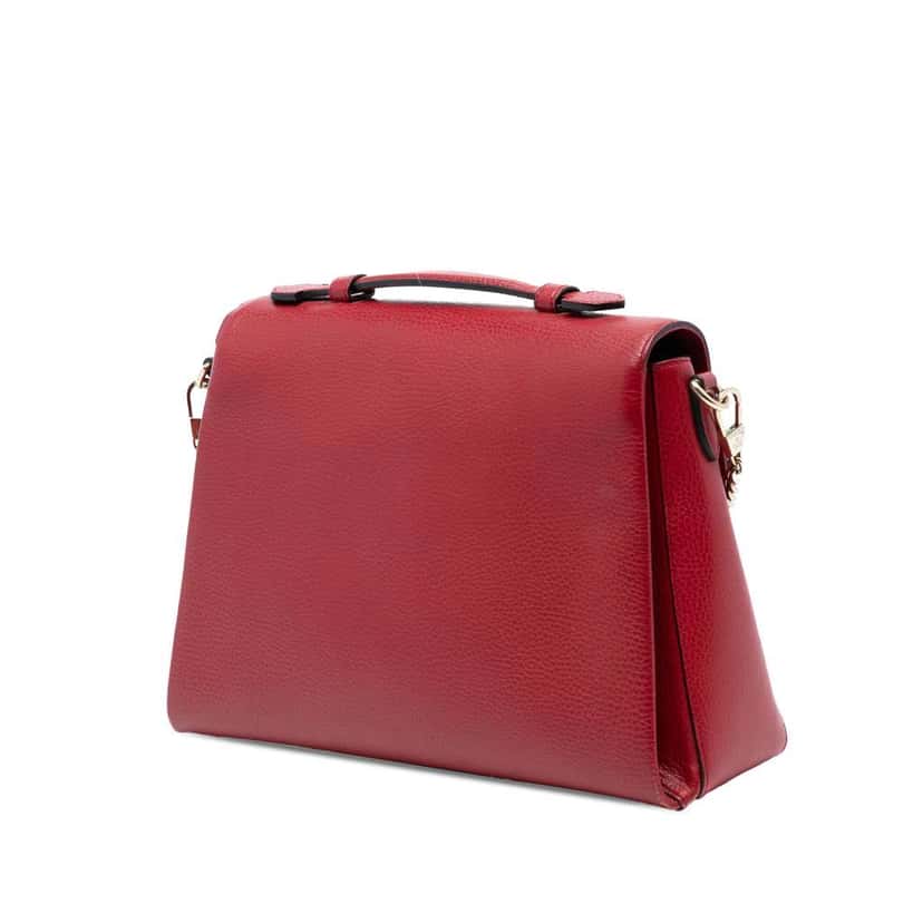 Gucci Medium Dollar Calf Interlocking G Satchel Red Leather Very good condition - Back View