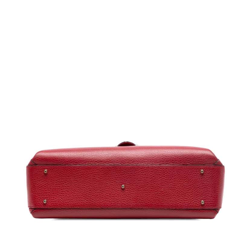 Gucci Medium Dollar Calf Interlocking G Satchel Red Leather Very good condition - Inside View