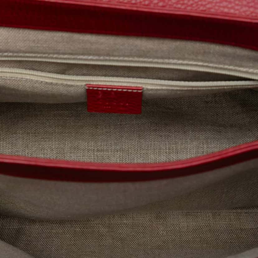 Gucci Medium Dollar Calf Interlocking G Satchel Red Leather Very good condition - Model View