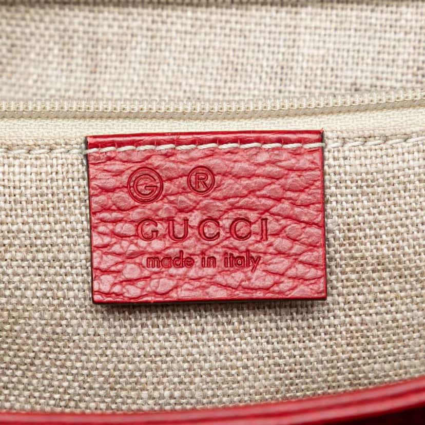 Gucci Medium Dollar Calf Interlocking G Satchel Red Leather Very good condition - Box View