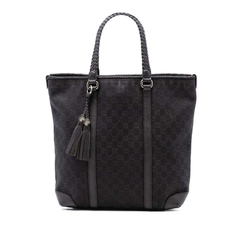 Gucci Large GG Denim Marrakech Tote Brown Denim Very good condition - Front View