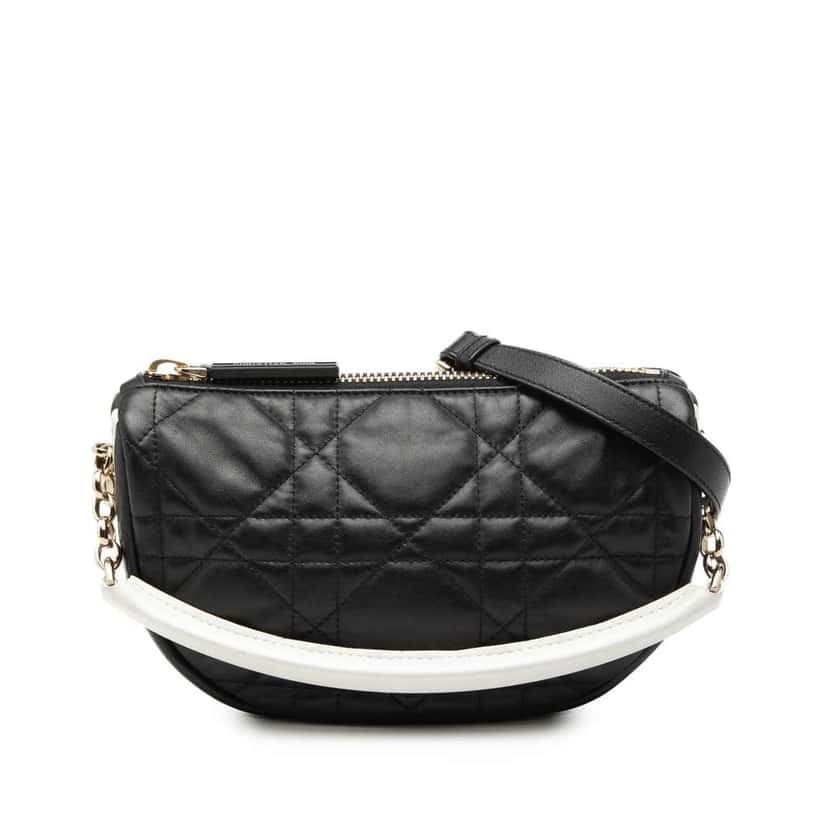 Dior Small Lambskin Cannage Dior Vibe Hobo Black Leather Very good condition - Front View