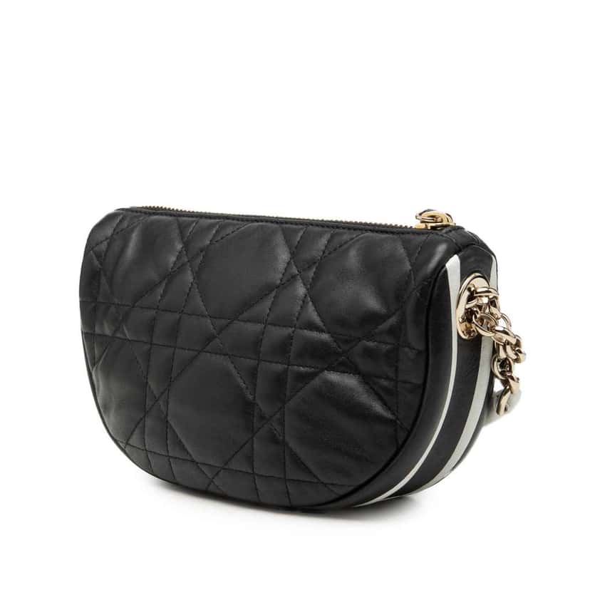 Dior Small Lambskin Cannage Dior Vibe Hobo Black Leather Very good condition - Back View