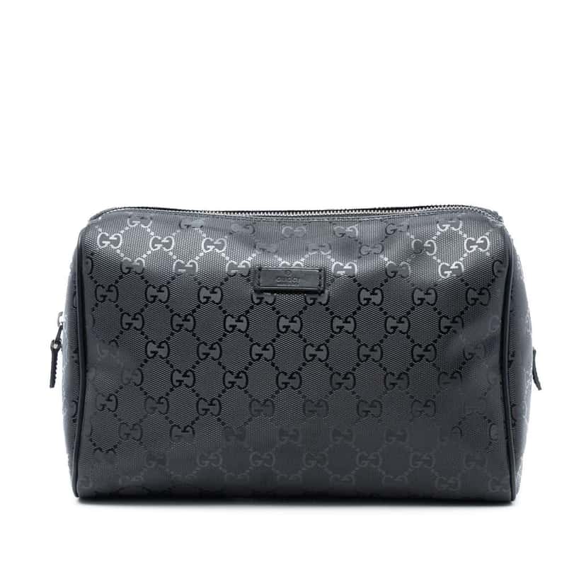 Gucci GG Imprime Cosmetic Pouch Black Canvas Very good condition - Front View