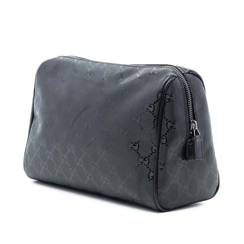 Gucci GG Imprime Cosmetic Pouch Black Canvas Very good condition - Back View