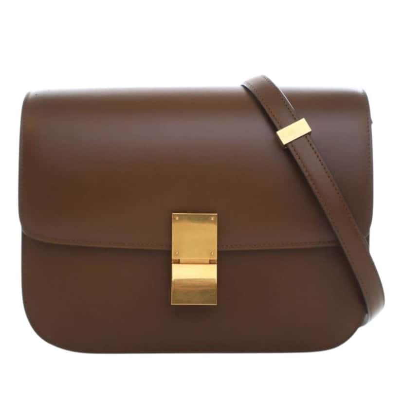 Celine Medium Calfskin Classic Box Brown Leather Very good condition - Front View
