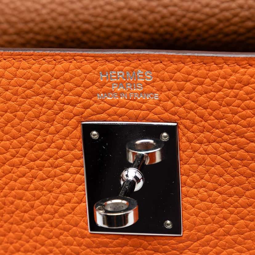 Hermès Clemence Arlequin Kelly II Retourne 32 Orange Leather Very good condition - Box View