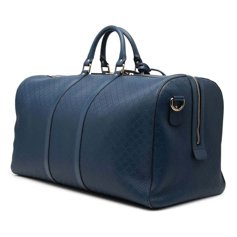 Gucci Large Diamante Bright Leather Carry On Duffle Bag Blue Leather Good condition - Back View