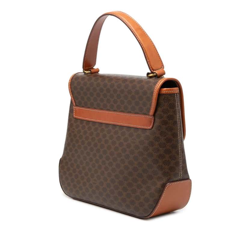 Celine Macadam Coated Canvas Satchel Brown Canvas Good condition - Back View