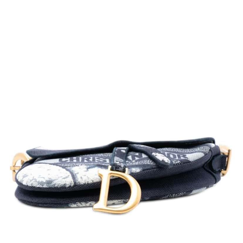 Dior Canvas Embroidered Tie Dye Saddle Bag Blue Canvas Good condition - Inside View