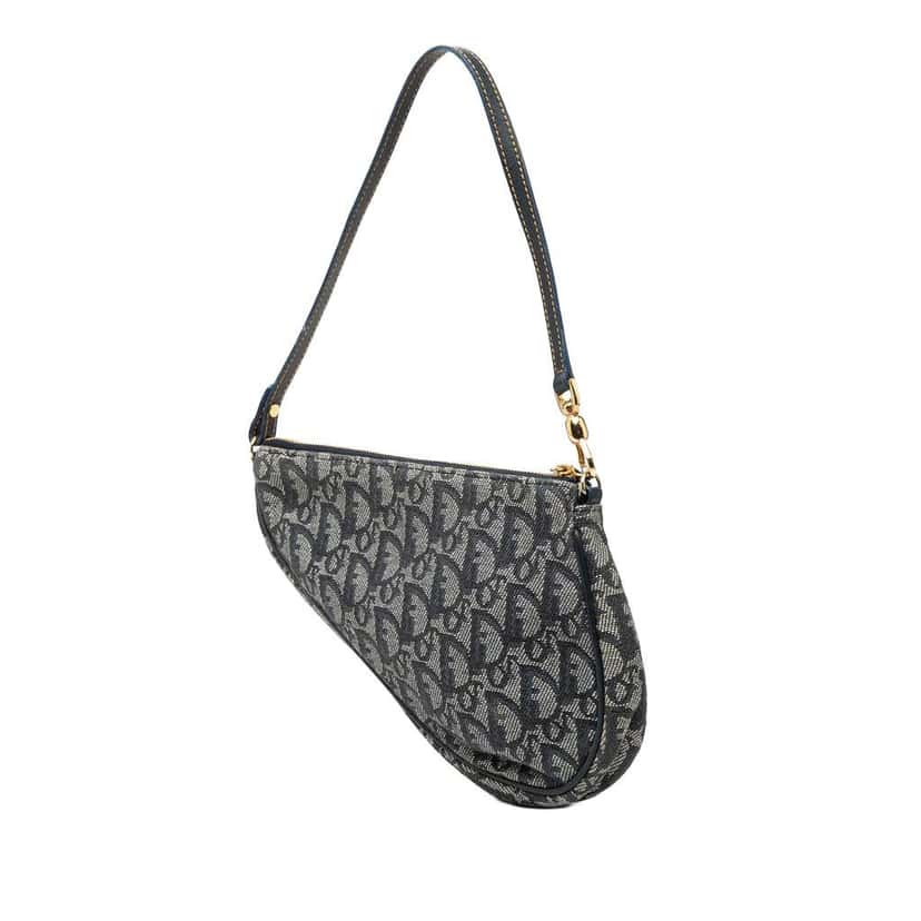 Dior Mini Diorissimo Canvas Saddle Pochette Blue Canvas Good condition - Back View