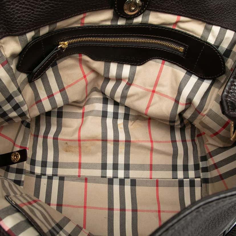 Burberry Small Grained Calfskin Canterbury Tote Brown Leather Good condition - Model View