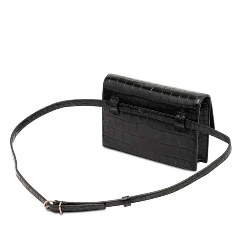 Balenciaga Croc Embossed Leather Sharp Belt Bag XS Black Leather Good condition - Back View