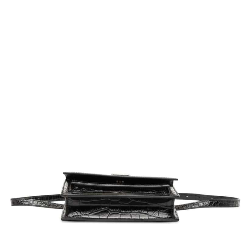 Balenciaga Croc Embossed Leather Sharp Belt Bag XS Black Leather Good condition - Inside View