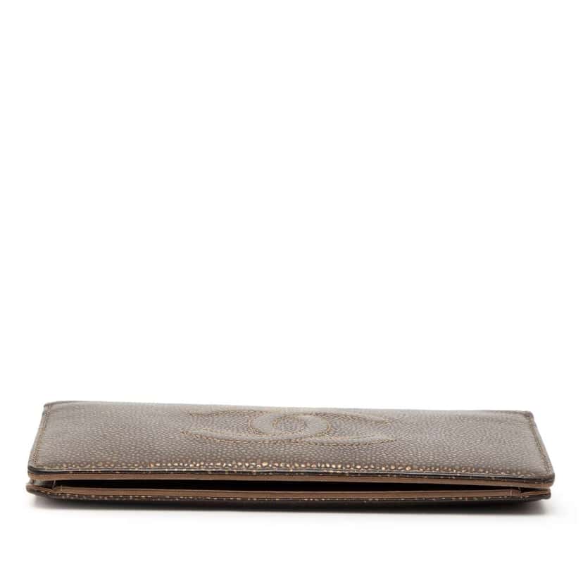 Chanel CC Caviar Bifold Long Wallet Brown Leather Good condition - Inside View