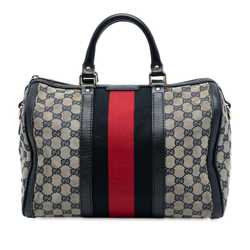 Gucci Medium GG Canvas Web Joy Boston Bag Beige Good condition - Front View